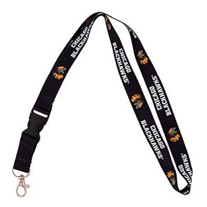 Desert Cactus Chicago Blackhawks Lanyard NHL National Hockey League Car Keys ID Badge Holder Keychain Detachable Breakaway Snap Buckle (Lanyard 2 - Black)