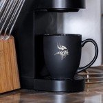 Rico Industries NFL Football Minnesota Vikings Main 15oz Laser Engraved Matte Black Ceramic Bistro Mug - For Hot or Cold Drinks