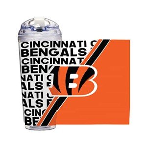 Rico Industries NFL Football Cincinnati Bengals 24oz Acrylic Tumbler with Hinged Lid