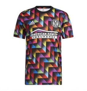 adidas Atlanta United F.C. Men's Pride Pre-Match Short Sleeve Soccer Jersey, Multicolor X-Large