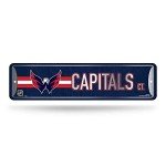 Rico Industries NHL Washington Capitals Home Décor Metal Street Sign (4" x 15") - Great for Home, Office, Bedroom, & Man Cave - Made,Silver