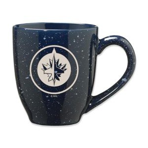 Rico Industries NHL Hockey Winnipeg Jets Navy 16 oz Team Color Laser Engraved Speckled Ceramic Coffee Mug