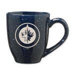 Rico Industries NHL Hockey Winnipeg Jets Navy 16 oz Team Color Laser Engraved Speckled Ceramic Coffee Mug