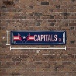 Rico Industries NHL Washington Capitals Home Décor Metal Street Sign (4" x 15") - Great for Home, Office, Bedroom, & Man Cave - Made,Silver