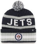 47 NHL Unisex-Adult Team Color Officially Licensed Primary Logo Bering Sport Knit Cuffed Pom Beanie Cold Weather Hat - Winnipeg Jets Navy