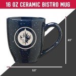 Rico Industries NHL Hockey Winnipeg Jets Navy 16 oz Team Color Laser Engraved Speckled Ceramic Coffee Mug