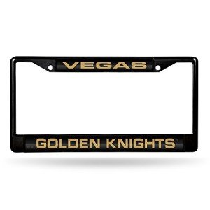 Rico Industries Ricepod Vegas Golden Knights Black Black Laser Cut Chrome Frame 12" x 6" 12" x 6" Black Laser Cut Chrome Frame - Car/Truck/SUV Automobile Accessory