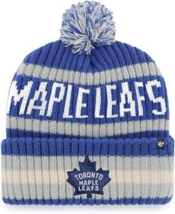 47 NHL Unisex-Adult Team Color Officially Licensed Primary Logo Bering Sport Knit Cuffed Pom Beanie Cold Weather Hat - Toronto Maple Leafs Blue