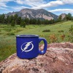 Rico Industries NHL Hockey Tampa Bay Lightning Royal Blue Speckle 12oz Laser Engraved Campfire Mug