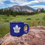 Rico Industries NHL Hockey Toronto Maple Leafs Royal Speckle 12oz Laser Engraved Campfire Mug