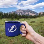 Rico Industries NHL Hockey Tampa Bay Lightning Royal Blue Speckle 12oz Laser Engraved Campfire Mug