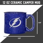 Rico Industries NHL Hockey Tampa Bay Lightning Royal Blue Speckle 12oz Laser Engraved Campfire Mug