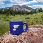 Rico Industries NHL Hockey St. Louis Blues Royal Speckle 12oz Laser Engraved Campfire Mug