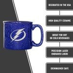 Rico Industries NHL Hockey Tampa Bay Lightning Royal Blue Speckle 12oz Laser Engraved Campfire Mug