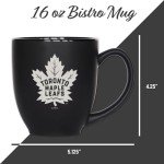Rico Industries NHL Hockey Toronto Maple Leafs 15oz Laser Engraved Matte Black Ceramic Bistro Mug - For Hot or Cold Drinks