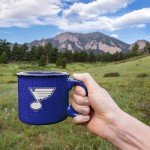 Rico Industries NHL Hockey St. Louis Blues Royal Speckle 12oz Laser Engraved Campfire Mug