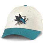 AMERICAN NEEDLE San Jose Sharks NHL Blue Line Adjustable Snapback Baseball Hat, Ivory/Teal (EM004A-SJS-IVTE)