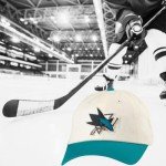 AMERICAN NEEDLE San Jose Sharks NHL Blue Line Adjustable Snapback Baseball Hat, Ivory/Teal (EM004A-SJS-IVTE)