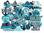 30 PCS Seattle American Kraken Hockey Stickers for Water Bottle, Laptop, Bicycle, Computer, Motorcycle, Travel Case, Car Decal Decoration Sticker