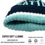 vkawesr City Beanie Knit Hat with Pom Winter Cuffed Cap Sport Fans Gift for Men Women