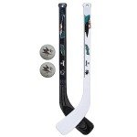 Franklin Sports San Jose Sharks Mini Hockey Knee Hockey Stick & Ball Set - 2 Stick & 2 Ball Combo Set - NHL Official Licensed Product