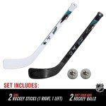Franklin Sports San Jose Sharks Mini Hockey Knee Hockey Stick & Ball Set - 2 Stick & 2 Ball Combo Set - NHL Official Licensed Product