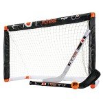 Franklin Sports Philadelphia Flyers Mini Hockey Set - Knee Hockey Goal, Ball, & 2 Hockey Stick Combo Set - Mini Goal Net - NHL Official Hockey Set, 28" x 20" x 12"