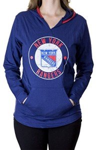 NHL Ladies Official Team Logo French Terry Cover Up Fashion Hoodie Tunic (X-Large, New York Rangers)