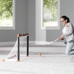 Franklin Sports Philadelphia Flyers Mini Hockey Set - Knee Hockey Goal, Ball, & 2 Hockey Stick Combo Set - Mini Goal Net - NHL Official Hockey Set, 28" x 20" x 12"