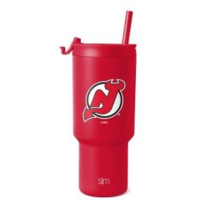 Simple Modern Officially Licensed NHL New Jersey Devils 30 oz Tumbler with Flip Lid and Straws | Hockey Insulated Cup Stainless Steel | Gifts for Men Women | Trek Collection | New Jersey Devils