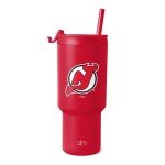Simple Modern Officially Licensed NHL New Jersey Devils 30 oz Tumbler with Flip Lid and Straws | Hockey Insulated Cup Stainless Steel | Gifts for Men Women | Trek Collection | New Jersey Devils