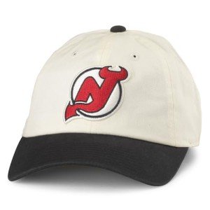 AMERICAN NEEDLE New Jersey Devils NHL Blue Line Adjustable Snapback Baseball Hat, Ivory/Black (EM004A-NJD-IBLK)