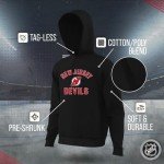 Wright & Ditson Adult NHL Gameday Hooded Sweatshirt - Officially Licensed - Fleece Hockey Pullover - Unisex Hoodie (New Jersey Devils - Black, Large)