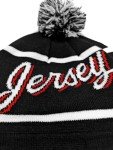 Hockey Beanie Hat - Alternate Black and White Color with Pom Pom and Jersey Script Comfortable and Fun Fan Gift.