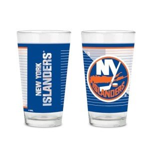 Rico Industries NHL Hockey New York Islanders 16 oz Pint Glasses with Digitally Printed Logo, Set of 2 Classic Drinking Glasses, for Fans, Dishwasher Safe