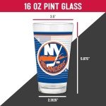 Rico Industries NHL Hockey New York Islanders 16 oz Pint Glasses with Digitally Printed Logo, Set of 2 Classic Drinking Glasses, for Fans, Dishwasher Safe