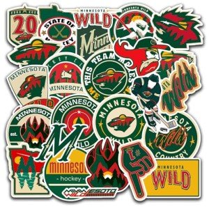25 PCS Minnesota American Wild Hockey Stickers for Water Bottle, Laptop, Bicycle, Computer, Motorcycle, Travel Case, Car Decal Decoration Stickers