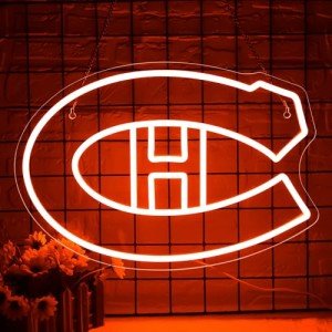 Ice Hockey Neon Sign,Sports Hockey Team,Ice Hockey LED Sign,Sport Neon Lights,Hockey Light,Hockey Club Decor,Hockey Gifts for Boys,Montreal Hockey Fans,Size 16.5 * 11.4 inches(XD101)