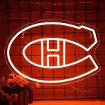 Ice Hockey Neon Sign,Sports Hockey Team,Ice Hockey LED Sign,Sport Neon Lights,Hockey Light,Hockey Club Decor,Hockey Gifts for Boys,Montreal Hockey Fans,Size 16.5 * 11.4 inches(XD101)