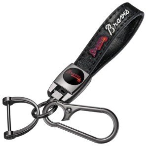 DNGNKNG Braves Leather Car Keychain Keyring for Atlanta Braves Baseball Fans,Braves Car Key Fob Holder Keychain Lanyard,Souvenir/Gifts for Baseball Fans