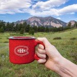 Rico Industries NHL Hockey Montreal Canadiens Red Speckle 12oz Laser Engraved Campfire Mug