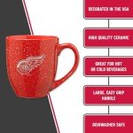 Rico Industries NHL Hockey Detroit Red Wings Red 16 oz Team Color Laser Engraved Speckled Ceramic Coffee Mug