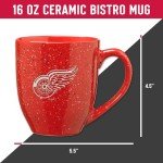 Rico Industries NHL Hockey Detroit Red Wings Red 16 oz Team Color Laser Engraved Speckled Ceramic Coffee Mug