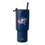 Simple Modern Officially Licensed NHL Columbus Blue Jackets 30 oz Tumbler with Flip Lid and Straws | Hockey Insulated Cup Stainless Steel | Gift for Men Women | Trek Collection | Columbus Blue Jackets