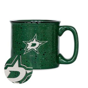 Rico Industries NHL Hockey Dallas Stars Green Speckle 12oz Laser Engraved Campfire Mug