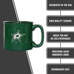 Rico Industries NHL Hockey Dallas Stars Green Speckle 12oz Laser Engraved Campfire Mug