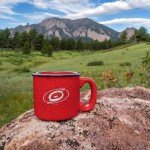 Rico Industries NHL Hockey Carolina Hurricanes Red Speckle 12oz Laser Engraved Campfire Mug