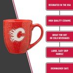 Rico Industries NHL Hockey Calgary Flames Red 16 oz Team Color Laser Engraved Speckled Ceramic Coffee Mug