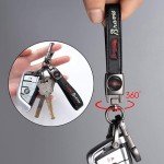 UMLYOP Braves Car Keychain Keyring for Atlanta Braves Baseball Fans,Atlanta Braves Car Accessories Women/Men's Keychains for Cars,Leather Key Ring Lanyard Car Key Fob Holder,Braves Fans' Souvenir