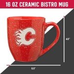 Rico Industries NHL Hockey Calgary Flames Red 16 oz Team Color Laser Engraved Speckled Ceramic Coffee Mug